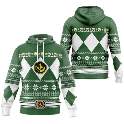Green Mighty Morphin Power Rangers V1 - Cosplay Costume Hoodie QT210735