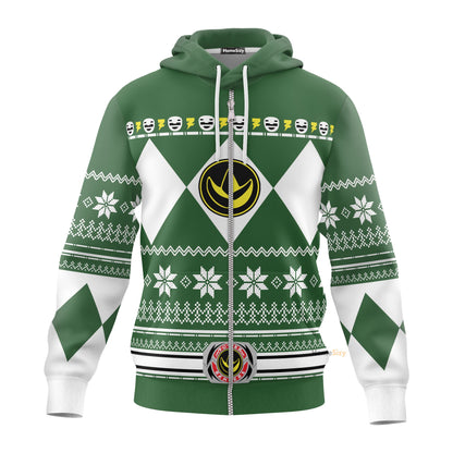 Green Mighty Morphin Power Rangers V1 - Cosplay Costume Hoodie QT210735