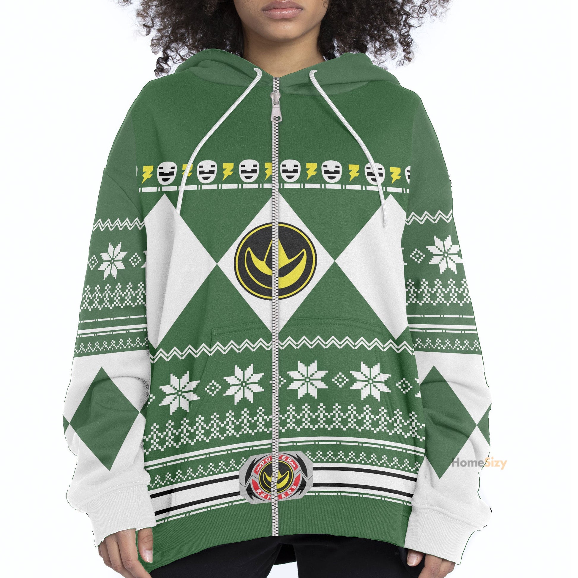 Green Mighty Morphin Power Rangers V1 - Cosplay Costume Hoodie QT210735