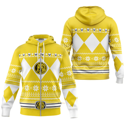 Yellow Mighty Morphin Power Rangers V1 - Cosplay Costume Hoodie QT211318