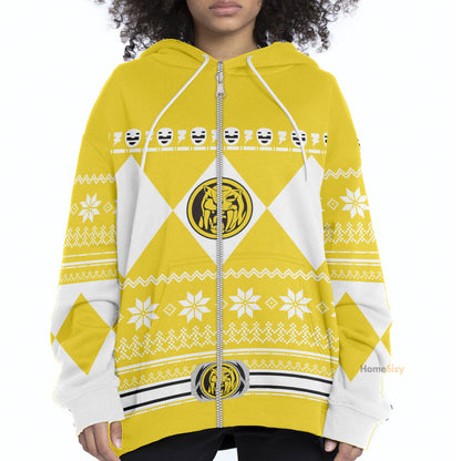 Yellow Mighty Morphin Power Rangers V1 - Cosplay Costume Hoodie QT211318