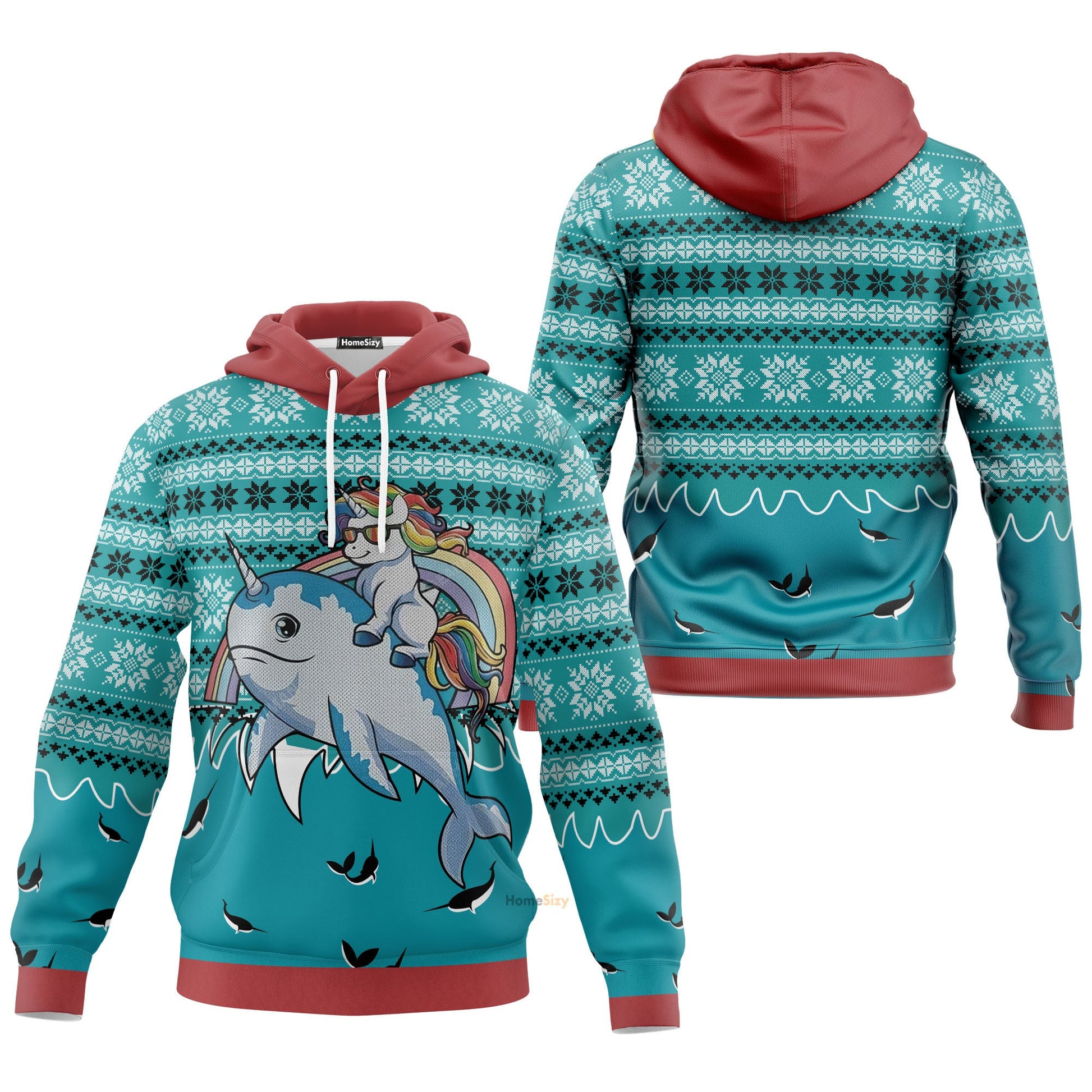 Unicorn Riding Narwhal Christmas Custom Cosplay Hoodies QT210393Hf