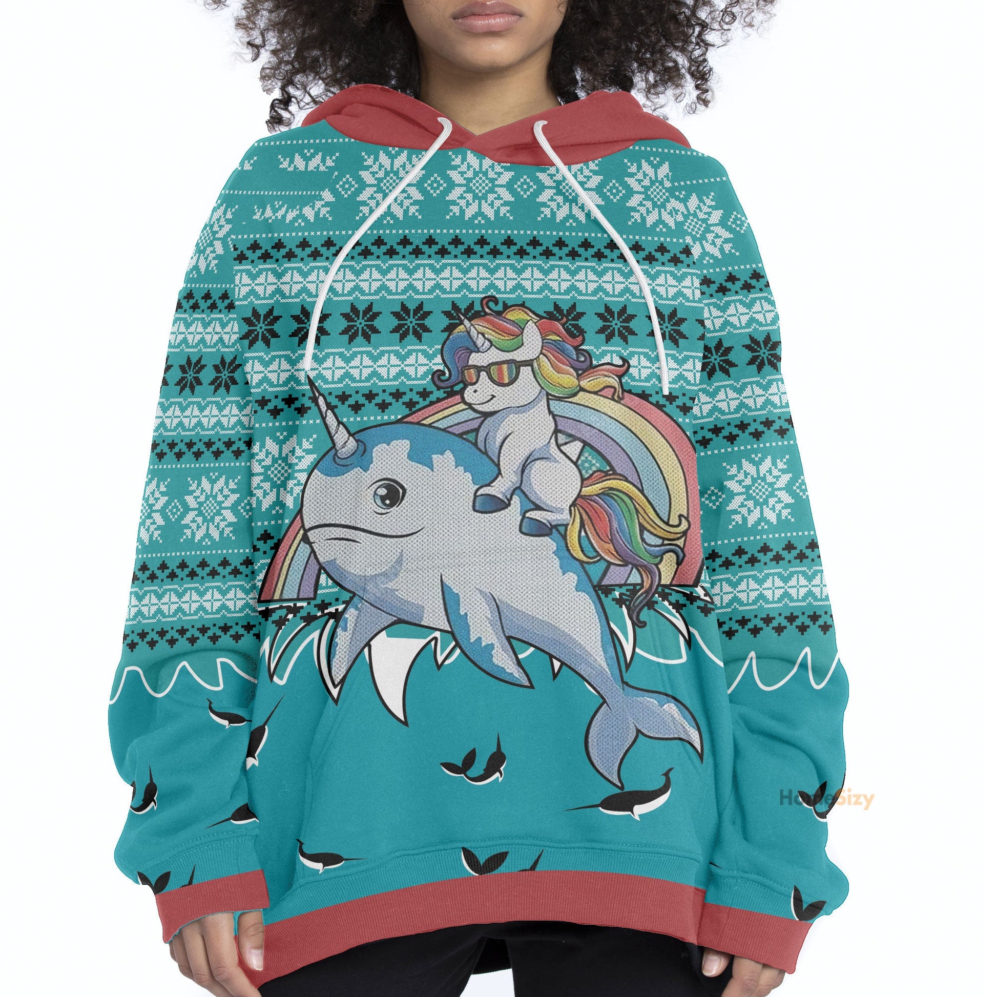 Unicorn Riding Narwhal Christmas Custom Cosplay Hoodies QT210393Hf