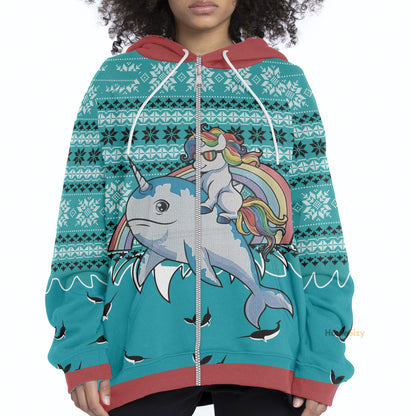 Unicorn Riding Narwhal Christmas Custom Cosplay Hoodies QT210393Hf