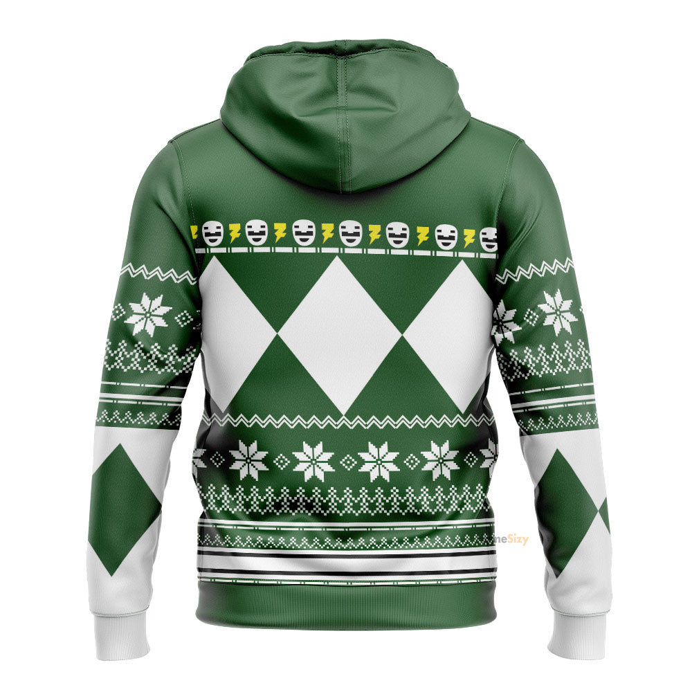 Green Mighty Morphin Power Rangers V1 - Cosplay Costume Hoodie QT306019