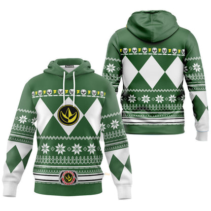 Green Mighty Morphin Power Rangers V1 - Cosplay Costume Hoodie QT306019