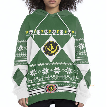 Green Mighty Morphin Power Rangers V1 - Cosplay Costume Hoodie QT306019