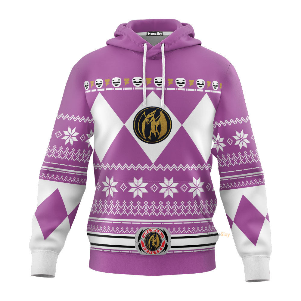 Pink Mighty Morphin Power Rangers V1 - Cosplay Costume Hoodie QT306021