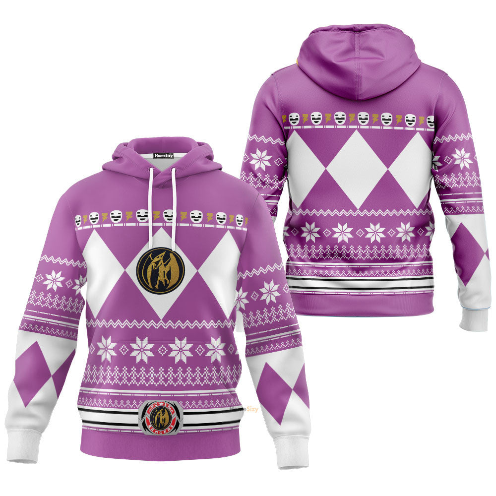 Pink Mighty Morphin Power Rangers V1 - Cosplay Costume Hoodie QT306021