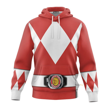 Red Mighty Morphin Power Rangers V2 - Cosplay Costume Hoodie QT208513