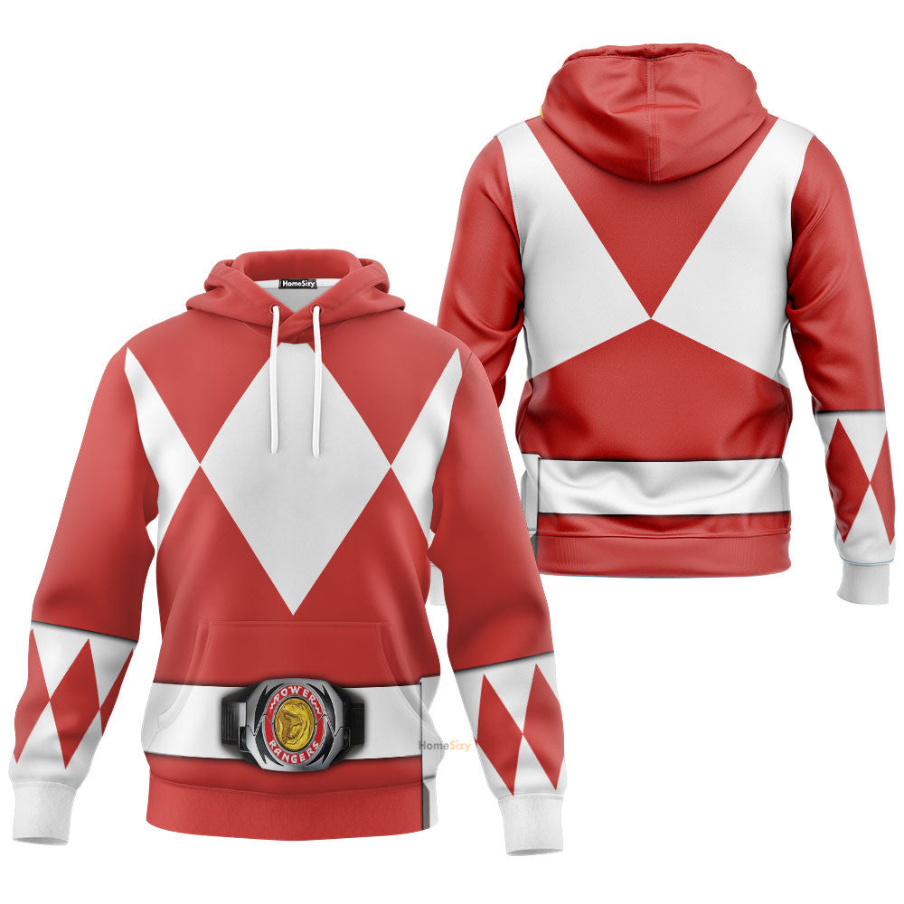 Red Mighty Morphin Power Rangers V2 - Cosplay Costume Hoodie QT208513