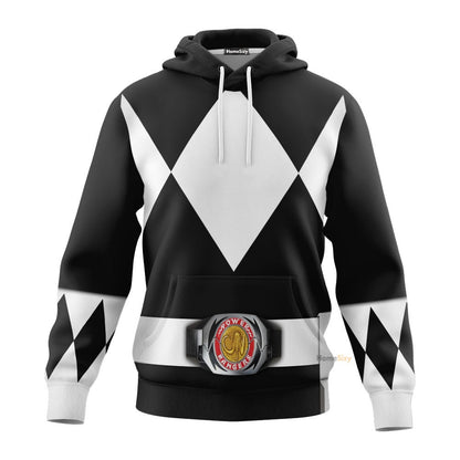 Black Mighty Morphin Power Rangers V2 - Cosplay Costume Hoodie QT212232