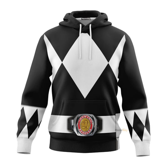 Black Mighty Morphin Power Rangers V2 - Cosplay Costume Hoodie QT212232