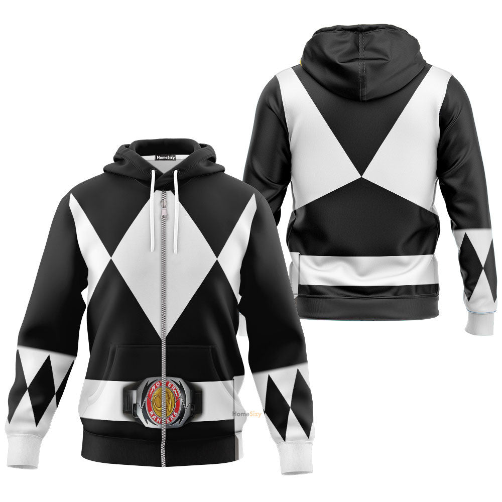 Black Mighty Morphin Power Rangers V2 - Cosplay Costume Hoodie QT212232