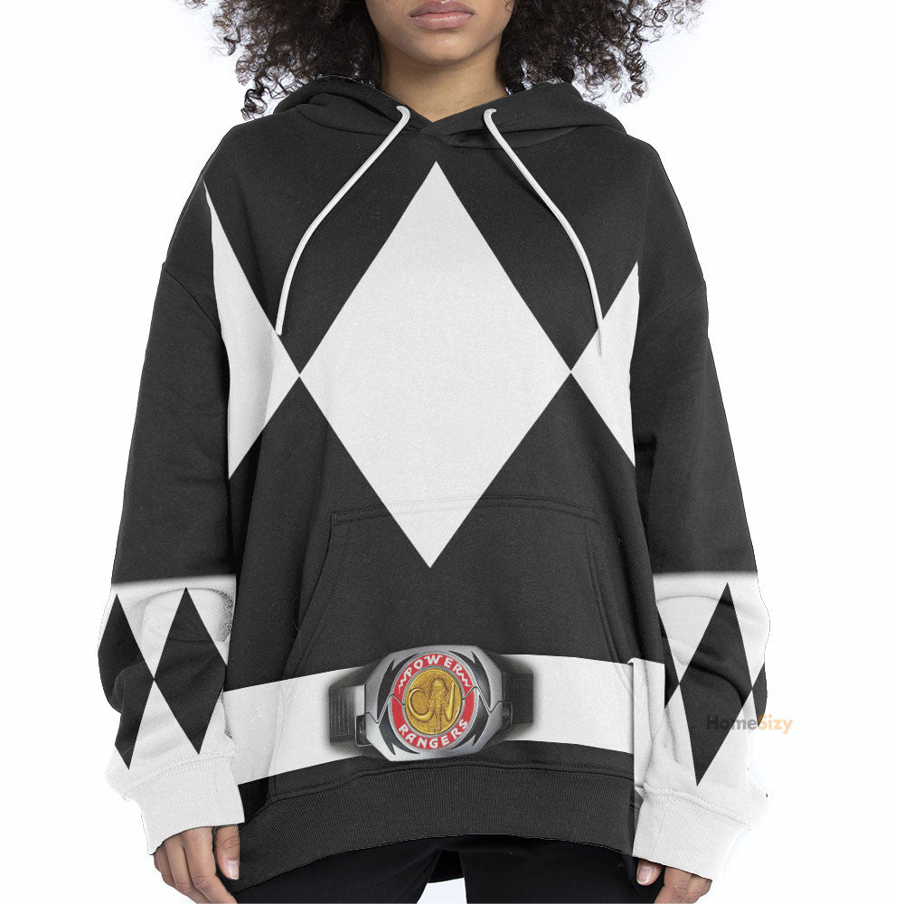 Black Mighty Morphin Power Rangers V2 - Cosplay Costume Hoodie QT212232