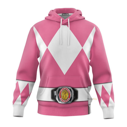 Pink Mighty Morphin Power Rangers V2 - Cosplay Costume Hoodie QT207452