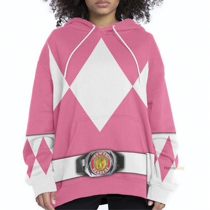 Pink Mighty Morphin Power Rangers V2 - Cosplay Costume Hoodie QT207452