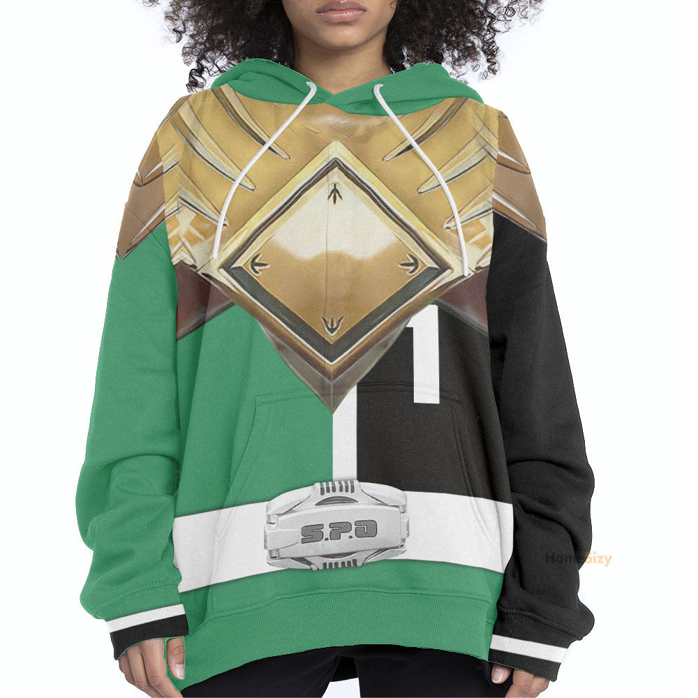 Power Rangers S.P.D Green Ranger B-Squad Extended Universe Custom Cosplay Costume Hoodie QT307167