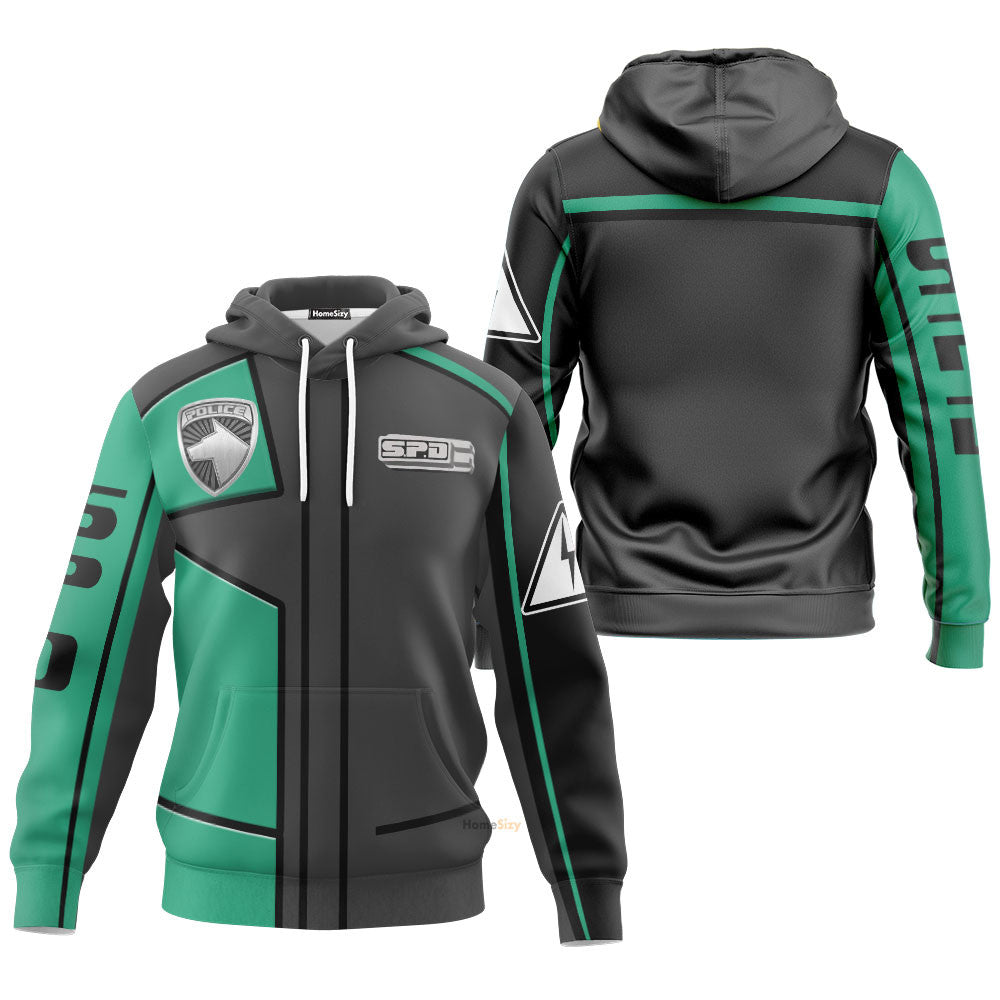 Power Rangers S.P.D Green Ranger Custom Cosplay Costume Hoodie QT307168