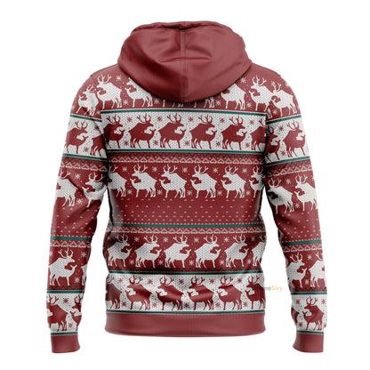  Red Reindeer Christmas Ugly Custom Hoodie QT308900