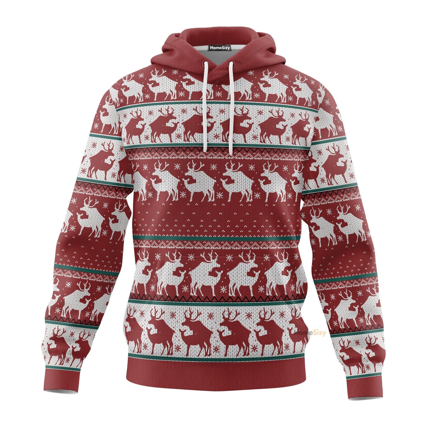 Red Reindeer Christmas Ugly Custom Hoodie QT308900