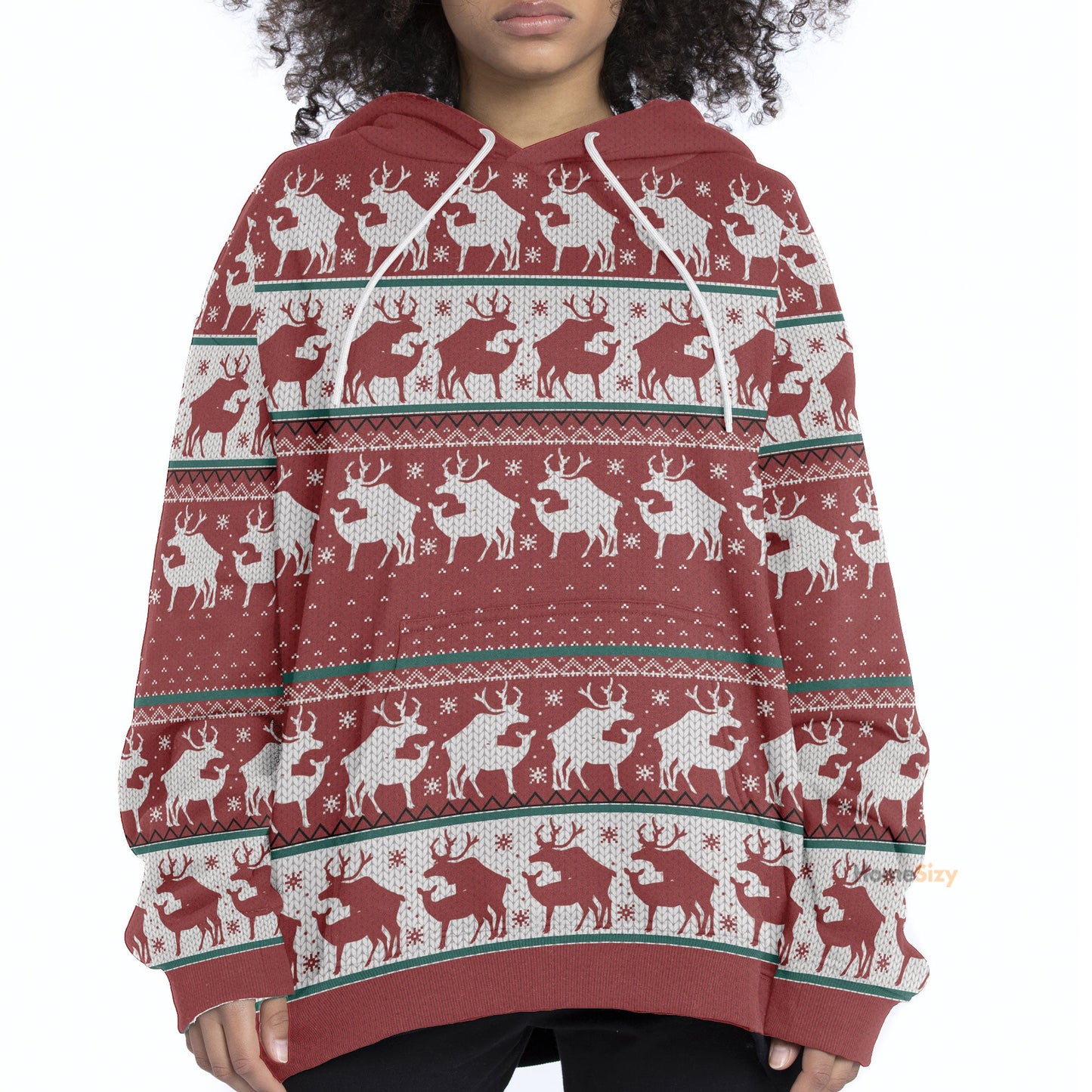  Red Reindeer Christmas Ugly Custom Hoodie QT308900