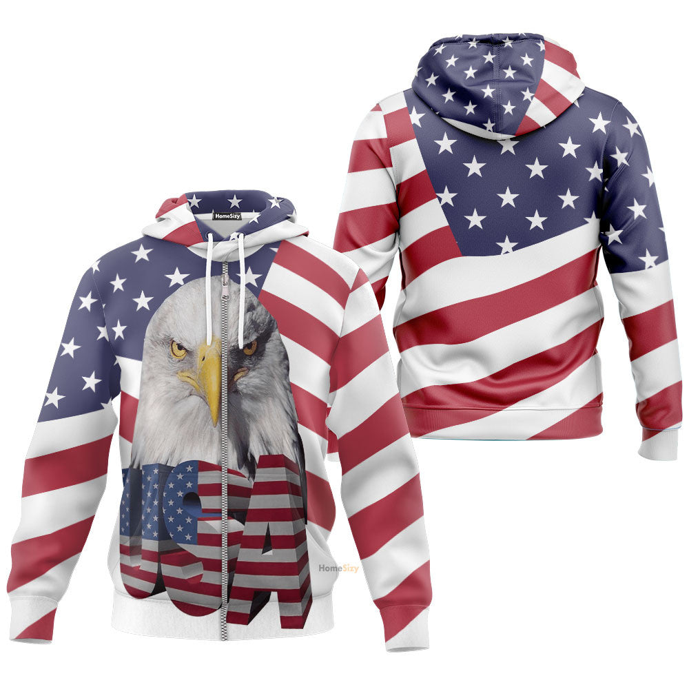 Eagle USA Flag QT301166Hg Custom Hoodie