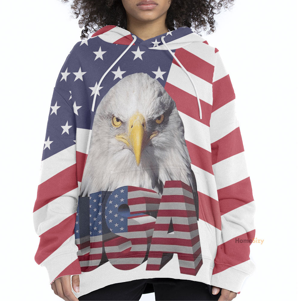 Eagle USA Flag QT301166Hg Custom Hoodie