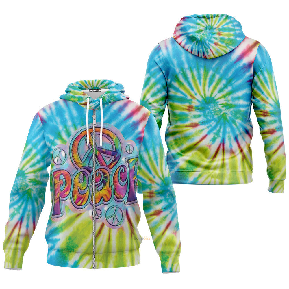 QT205033Hg Peace Sign Colour Custom Hoodie