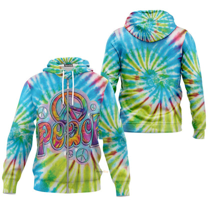 QT205033Hg Peace Sign Colour Custom Hoodie