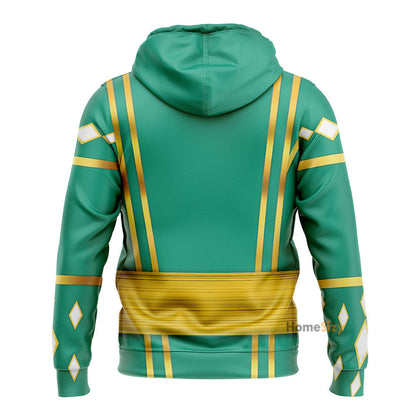 Green Ninja Mighty Morphin Power Rangers - Cosplay Costume Hoodie QT209435