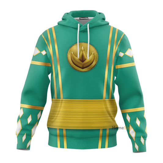 Green Ninja Mighty Morphin Power Rangers - Cosplay Costume Hoodie QT209435