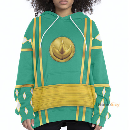 Green Ninja Mighty Morphin Power Rangers - Cosplay Costume Hoodie QT209435