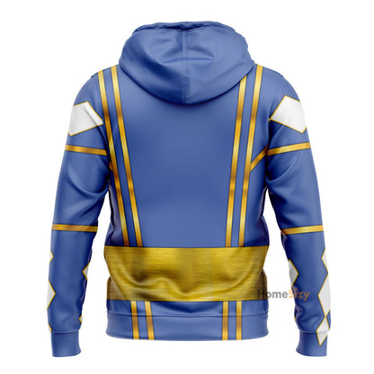 Blue Ninja Mighty Morphin Power Rangers - Cosplay Costume Hoodie QT207101