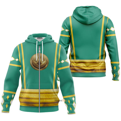 Green Ninja Mighty Morphin Power Rangers - Cosplay Costume Hoodie QT209362