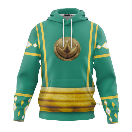 Green Ninja Mighty Morphin Power Rangers - Cosplay Costume Hoodie QT209362