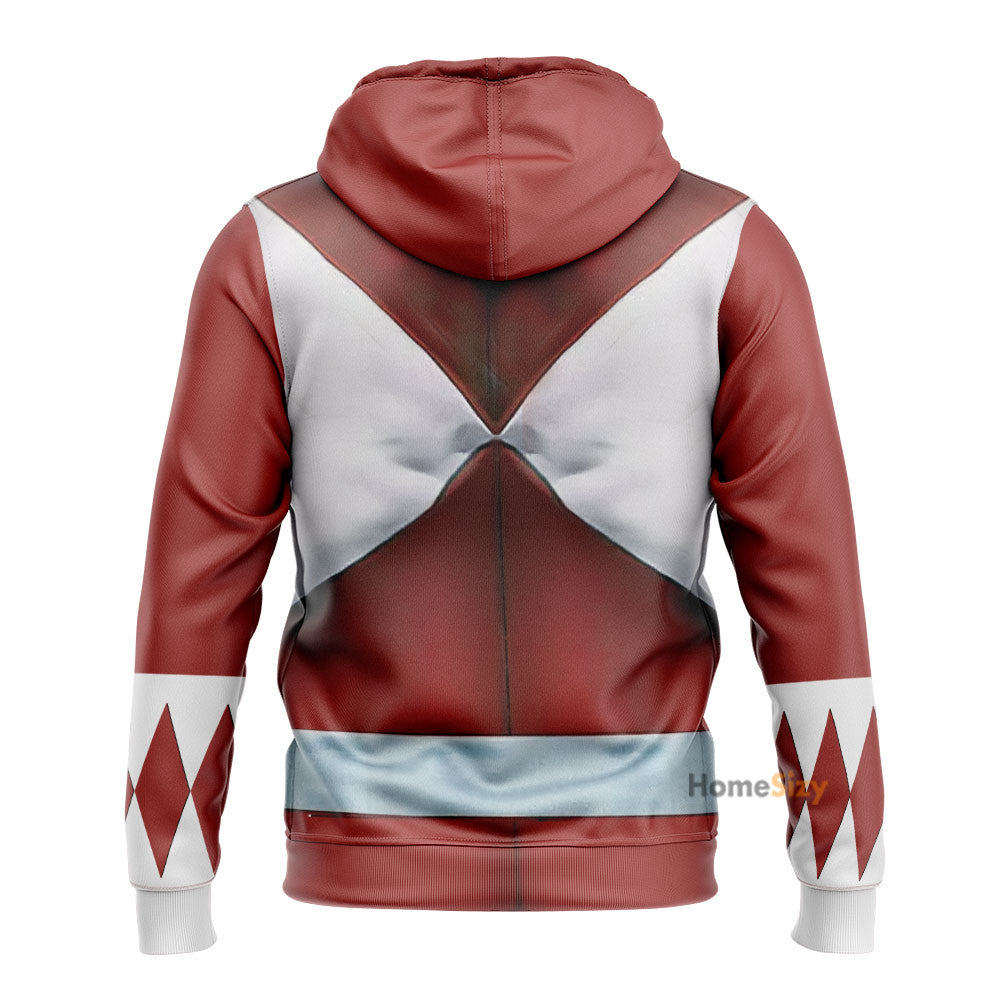 Red Mighty Morphin Power Rangers V6 - Cosplay Costume Hoodie QT210785