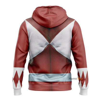 Red Mighty Morphin Power Rangers V6 - Cosplay Costume Hoodie QT210785