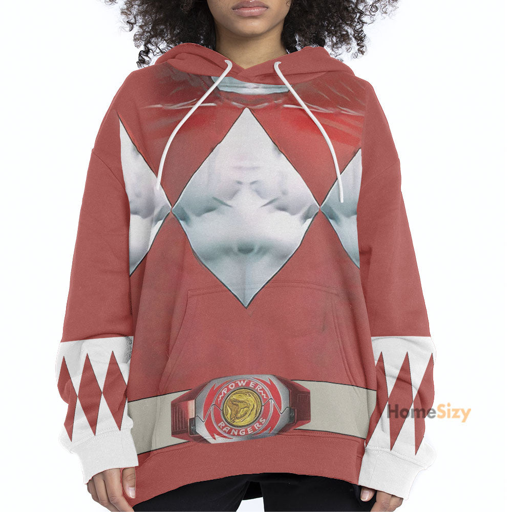 Red Mighty Morphin Power Rangers V6 - Cosplay Costume Hoodie QT210785
