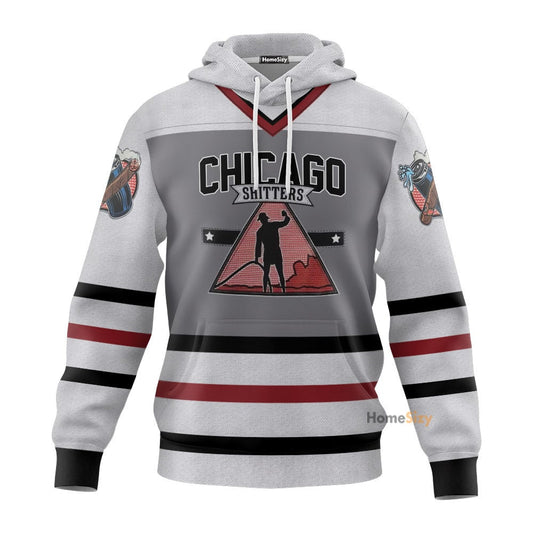Chicago Shitters Christmas Vacation Hockey Jersey Hoodie Tshirt Long Sleeve QT303006Hf