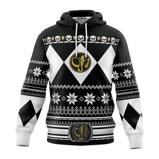 Black Mighty Morphin Power Rangers V1 - Cosplay Costume Hoodie QT211316