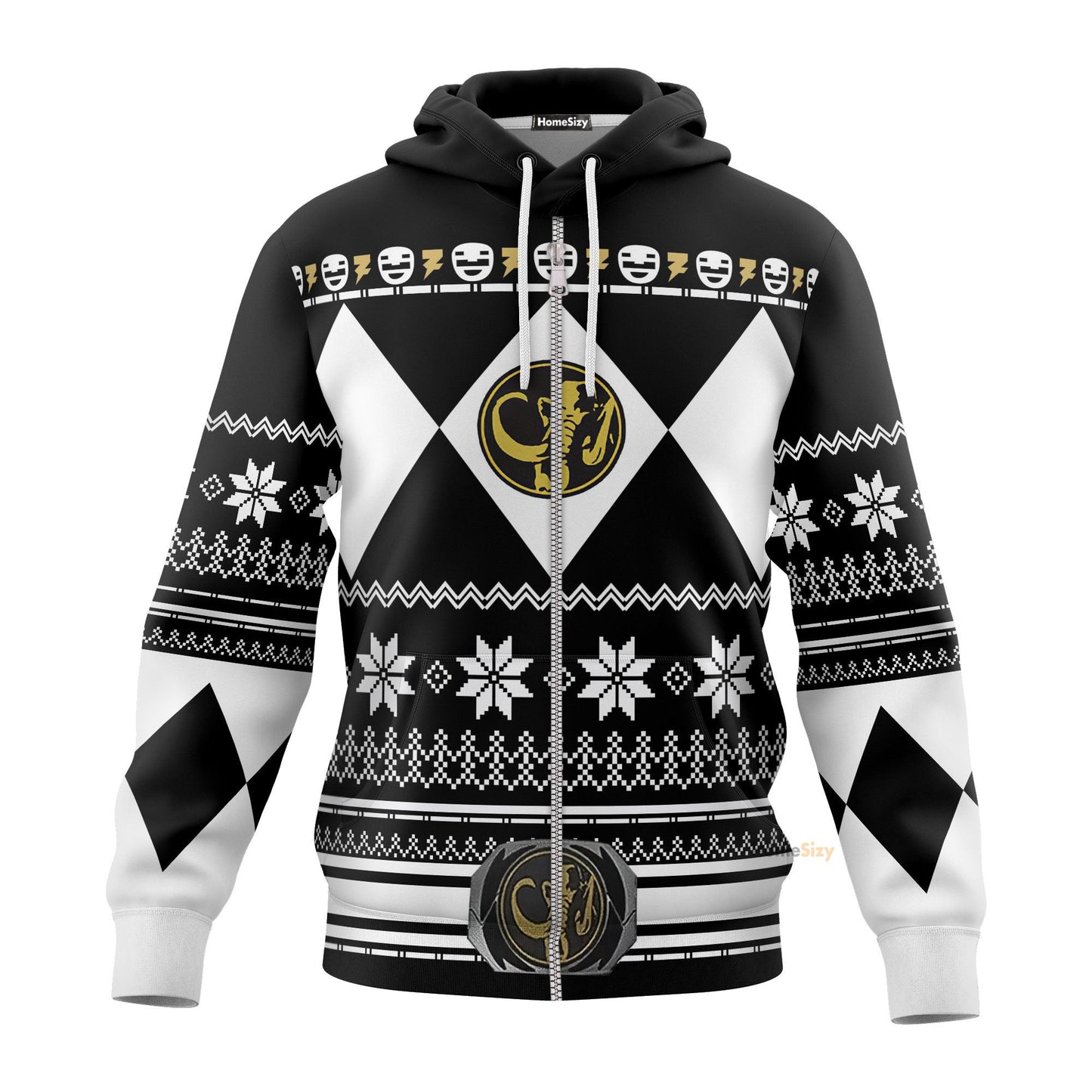 Black Mighty Morphin Power Rangers V1 - Cosplay Costume Hoodie QT211316