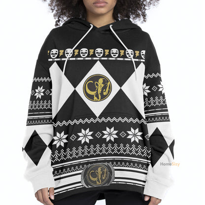 Black Mighty Morphin Power Rangers V1 - Cosplay Costume Hoodie QT211316