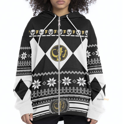 Black Mighty Morphin Power Rangers V1 - Cosplay Costume Hoodie QT211316