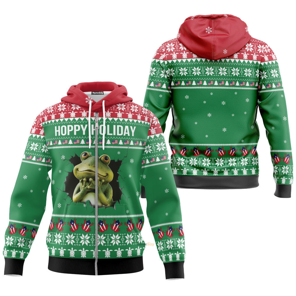 Frog Hoppy Holiday - Christmas Gift For Adults - Hoodie QT309530