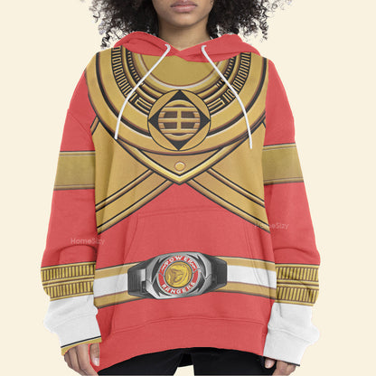 King Tyranno Hybrid Red Gold Zeo Mighty Power Ranger Custom Cosplay Costume Hoodie QT301218