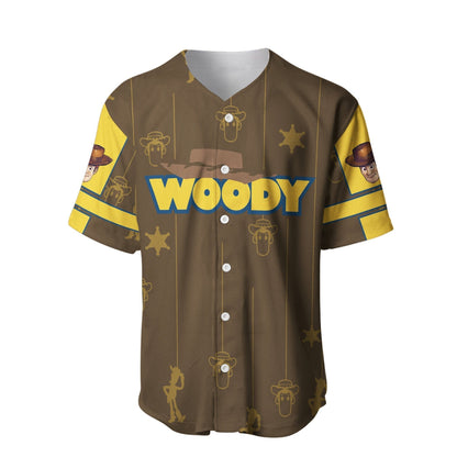 Disney Jersey Disney Toy Story Woody Character Graphic Brown Yellow Patterns Jersey Shirt Baseball Toy Story Baseball