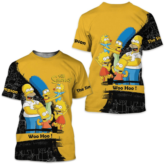 The Sympsons T-Shirt The Simpson Family Woo Hoo T-Shirt Black Yellow Unisex - Trendy Gift For Men & Women