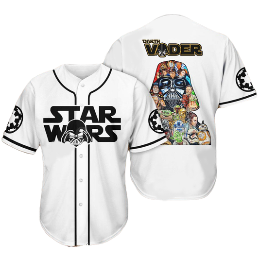 Star Wars Baseball Jersey Darth Vader Characters Art Star Wars Jersey Shirt White Unisex Adult New Release