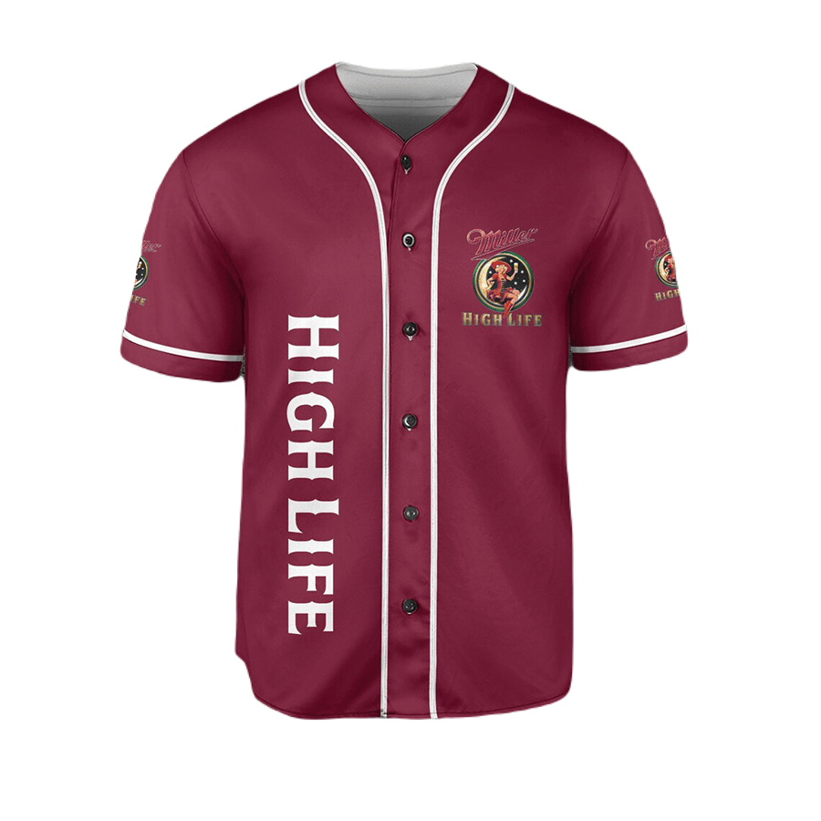 Miller Baseball Jersey Girl Vintage Logo Miller High Life Jersey Shirt Red Unisex Adult New Release